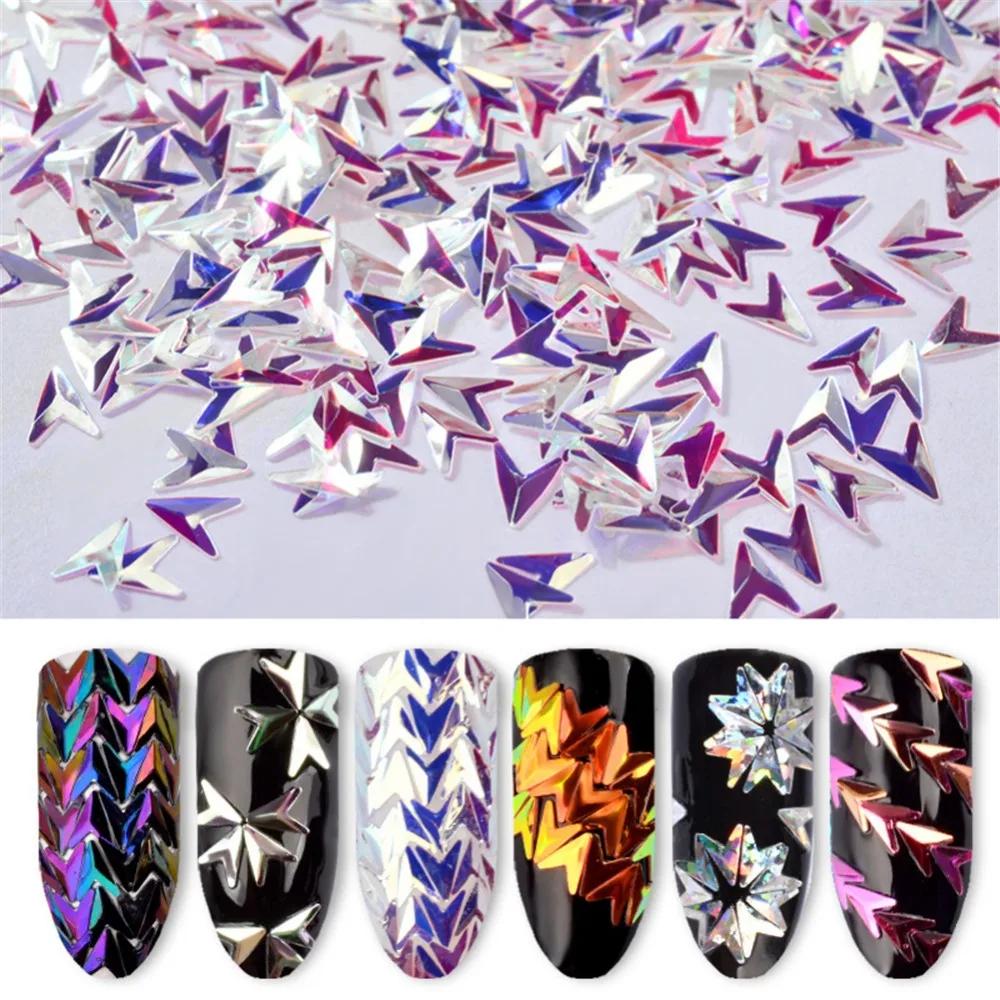 INNAIL 6 коробок 2 г треугольный лазер разноцветные Блестки для ногтей блестки