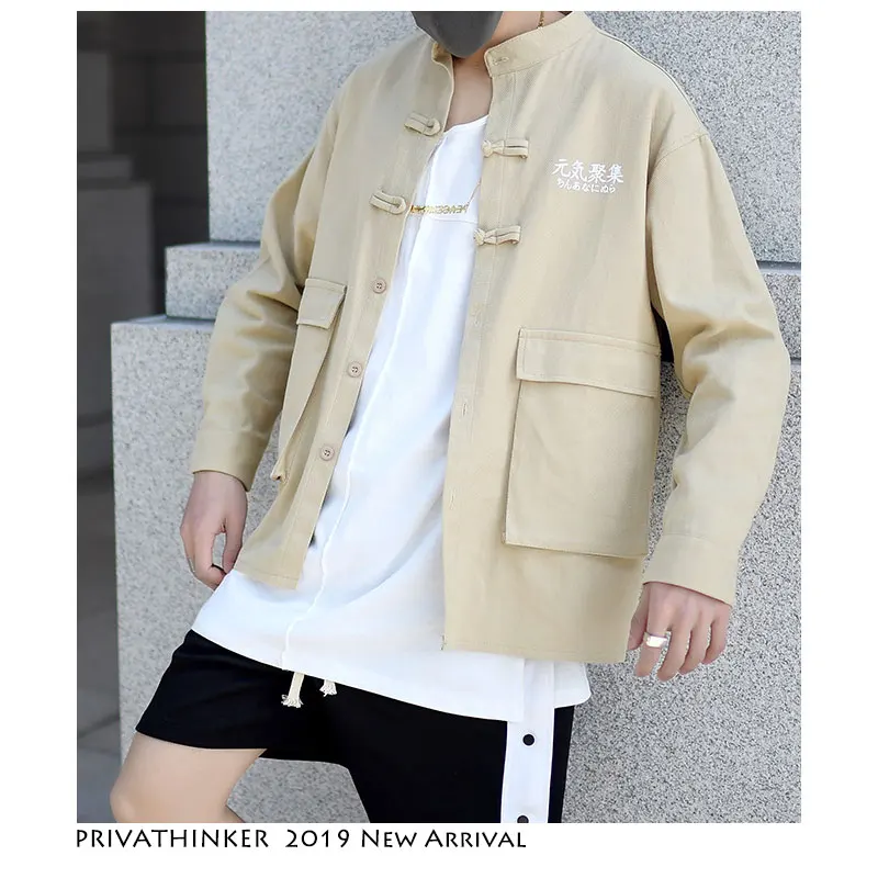 Privathinker Men Summer Tang Clothes 2019 Chinese Style Buckle Pockets Casual Jackets Male Vintage Jacket Mandarin Collar | Мужская