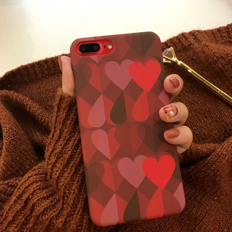 Модный Цветной Красное сердце любовь телефон чехол для iPhone 7 8 Plus Ультратонкий ПК