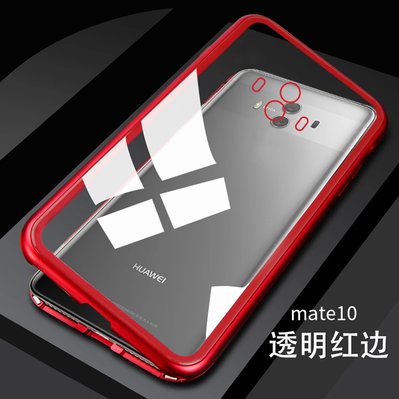 Магнитный чехол для huawei mate 9 10, задняя крышка из закаленного стекла для huawei mate 10 9 P20 Pro honor 10, магнитный металлический алюминиевый чехол