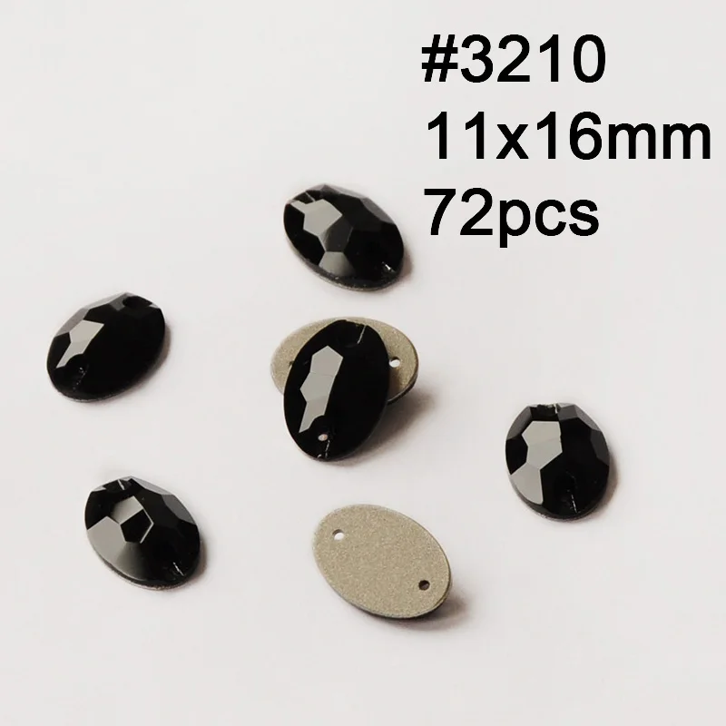 Oval 11X16mm 72pcs K9 кристалл зеркало стразы смешанной формы черный реактивный стекло плоская задняя Пришивные коготь стразы, diy аксессуары для одежды - Цвет: Oval 11X16mm 72pcs