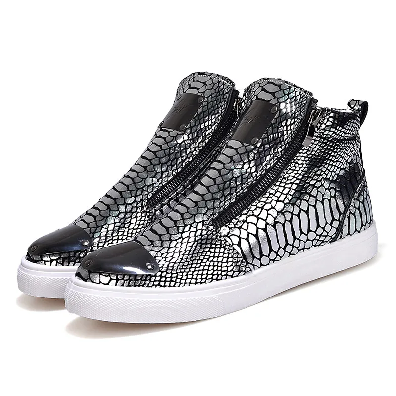 Мужские кроссовки с высоким берцем из микрофибры Обувь на платформе Брендовая