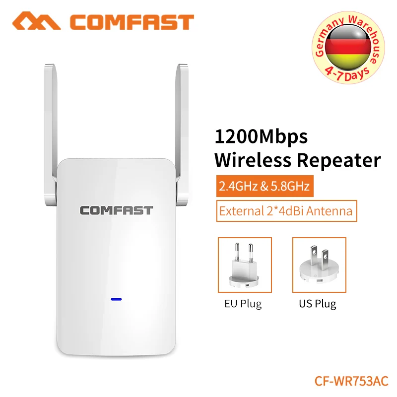 Comfast Высокая мощность 2 4G + 5 8 Ghz беспроводной Wi Fi диапазон 1200 Мбит/с расширитель