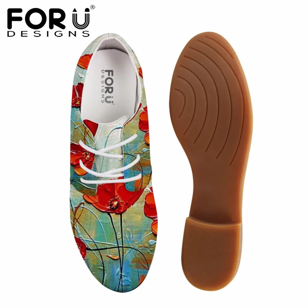 FORUDESIGNS/модные весенние женские туфли оксфорды с цветочным рисунком Кожаные