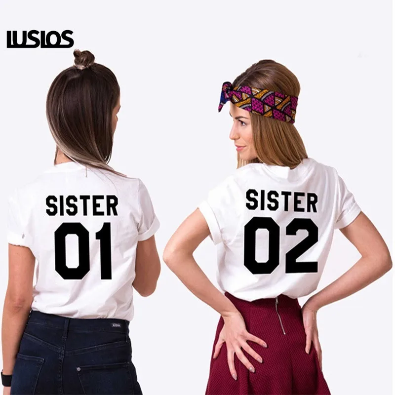 Женская футболка с коротким рукавом LUSLOS Sister 01 белая и черная супермягкая