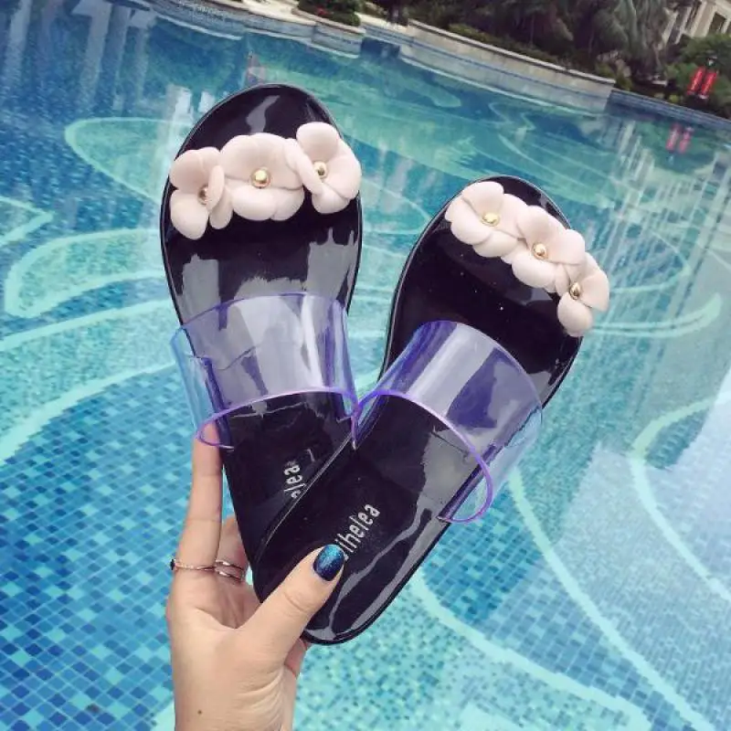 Женские прозрачные шлепанцы на плоской подошве Новинка лета 2018 | Обувь