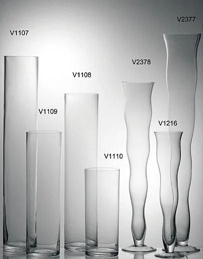 Прозрачная стеклянная ваза прямая цилиндрическая многоразмерная прозрачная