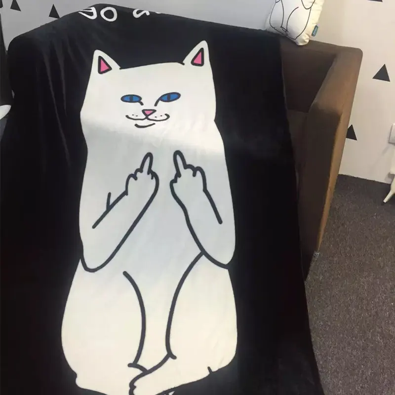 150*200 см знаменитое Ripndip Lord Nermal одеяло из мягкого флиса черного и белого цвета