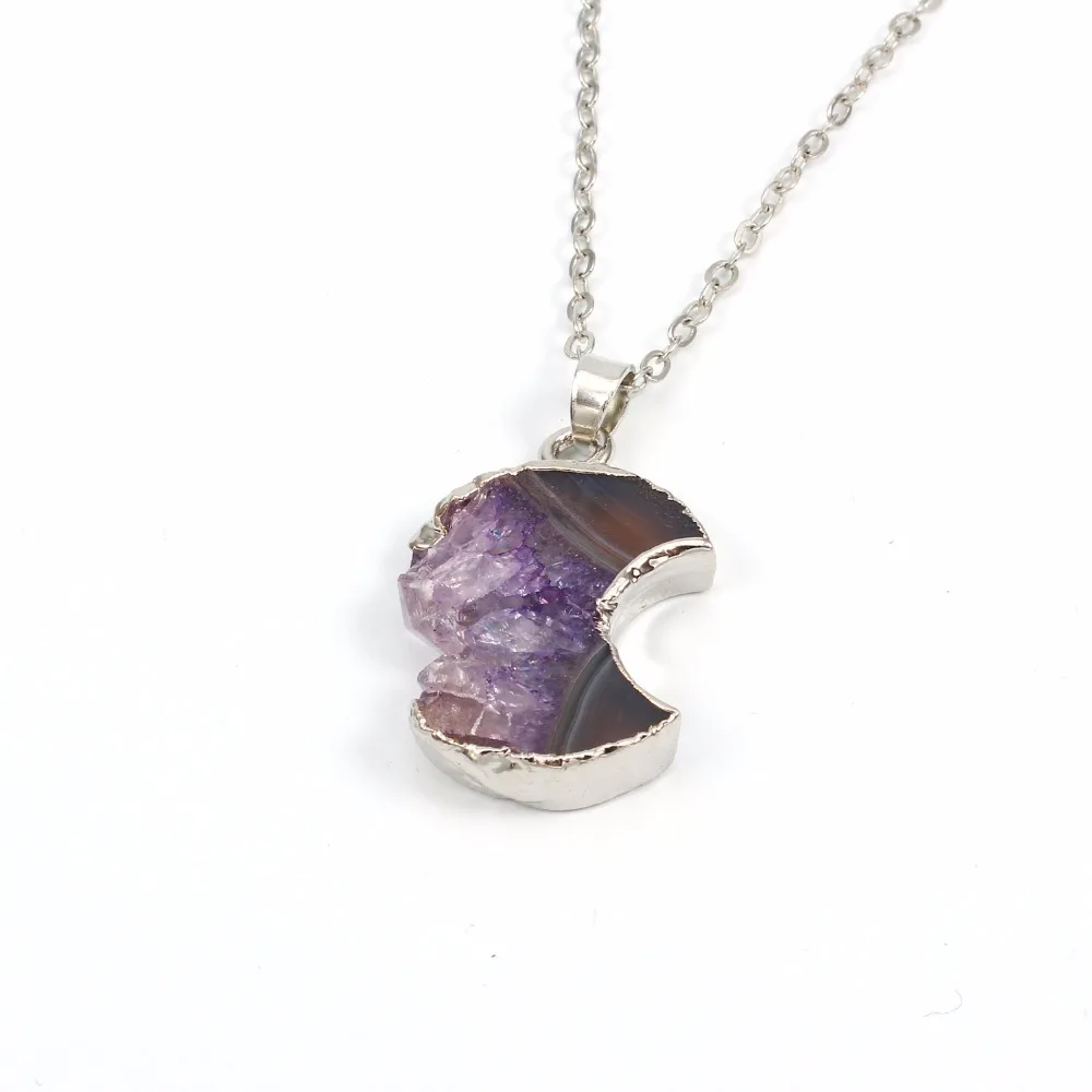 Dayoff Druzy Dursy камень кулон цепочки и ожерелья s для женщин Jewelry посеребренный простой