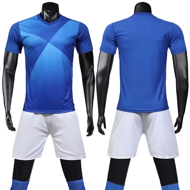 blue mens soccer uniforms new Adult personality Soccer Jersey Set Breathable training soccer jersey suit custom De Foot jersey - Цвет: blue