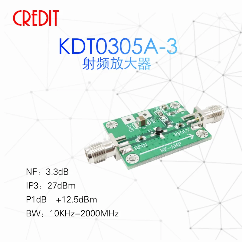 

Low noise LNA 10KHz-2GHz RF amplifier 32dB Small signal amplification