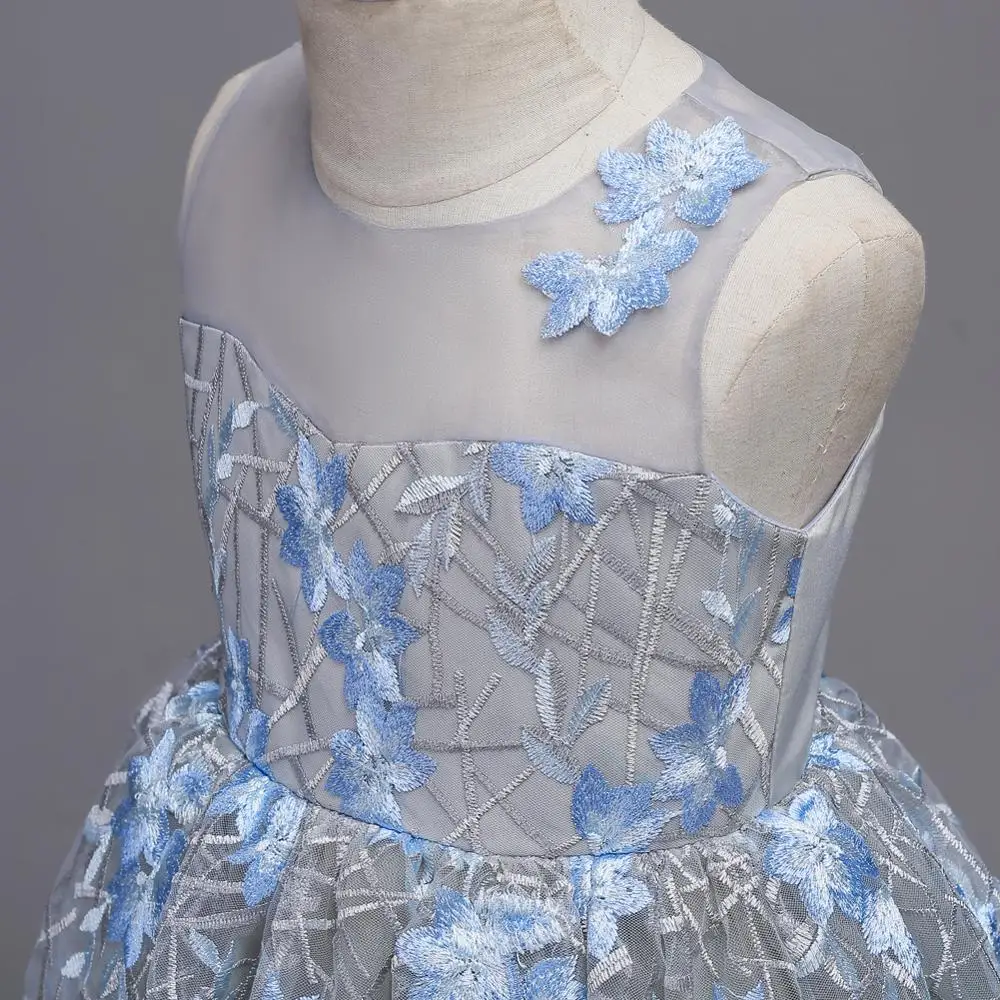 Новое платье принцессы для девочек с кружевом без рукавов принтом лидер продаж