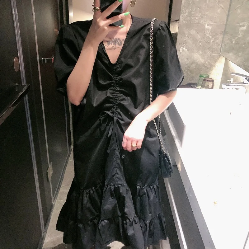 Robe femme сексуальное платье 2019 летний модный шнурок рыбий хвост свободное дикое