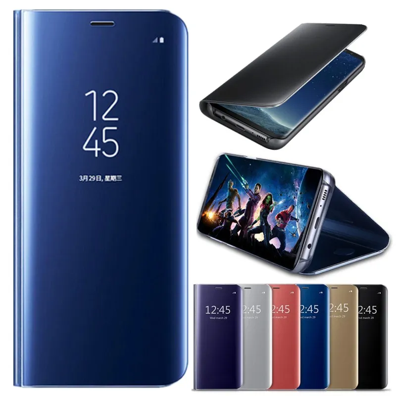 Для Samsung Galaxy J3 J5 J7 2017J6 J8 2018 Prime Plus Nxt Роскошный прозрачный зеркальный кожаный
