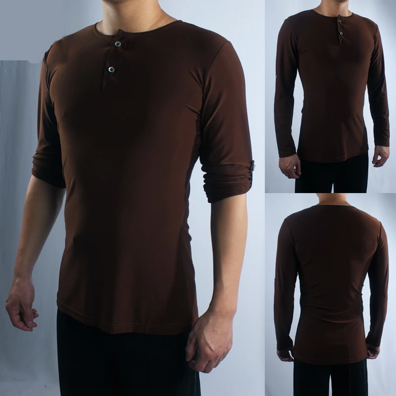 

Adult Men'S Latin Dance Tops More Color Long Sleeves Practice Clothes For Ballroom Samba Flamenco Performance Shirt Large Size