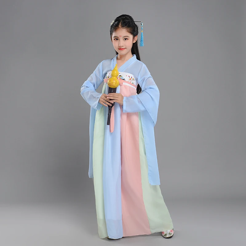 Chinese Vintage Dress for Kids Costume Light Blue Green Lavender Pink Tulle Girls Gowns Child's Ceremony | Детская одежда и