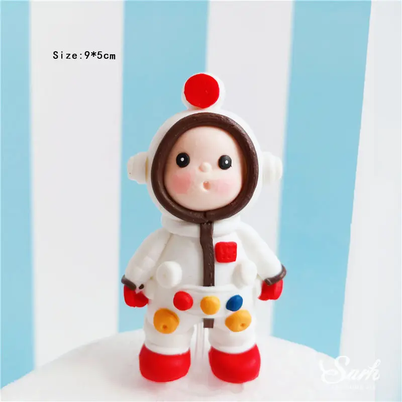 Soft clay astronaut Bling Rocket торт Топпер астронавт мальчик девочка украшение счастливый день детей день рождения День Святого Валентина поставки сладкий подарок - Цвет: Soft clay astronaut