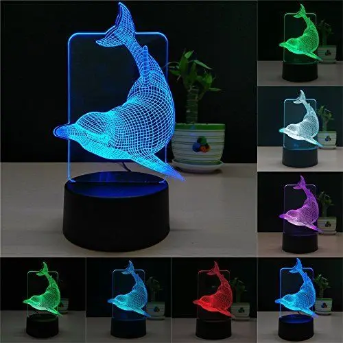 Новые классные визуальный индикатор ночник 3D LED стол Дельфин Ночник светильник 7
