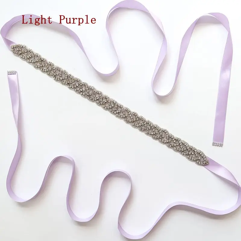 Light Purple Лидер продаж, свадебное платье со стразами, пояс, аксессуары для невесты, подружки невесты, пояса, ремни для свадебного платья - Цвет: Light Purple
