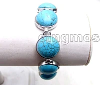 charming big 18mm blue stripe coin stone beads adjustable 7 8 bracelet bra248