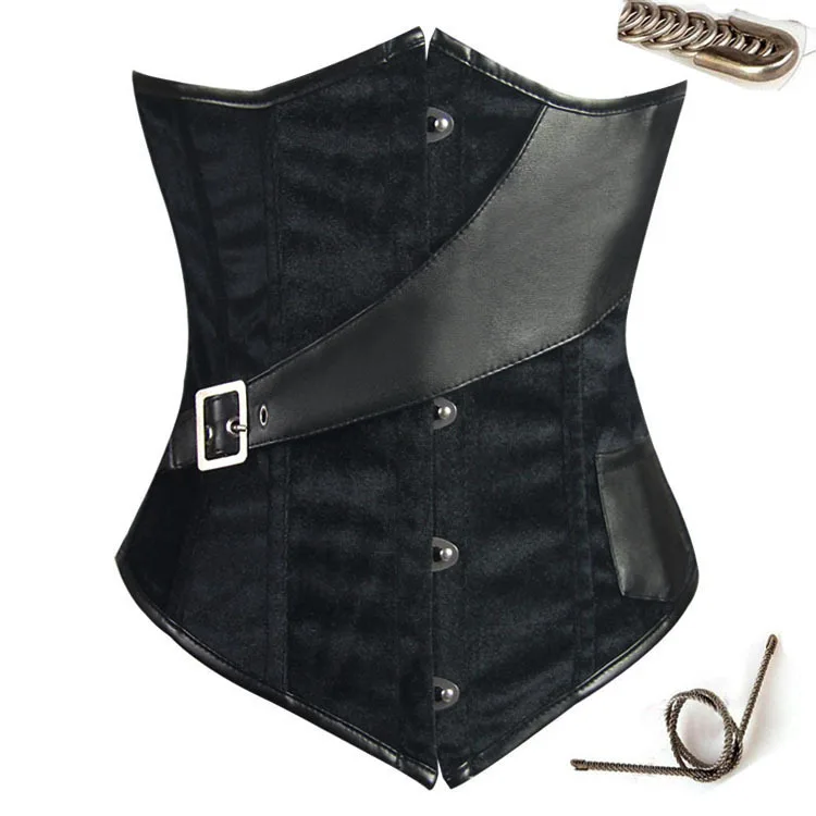 Черный корсет под грудью женская модель тела спиральный стальной в стиле