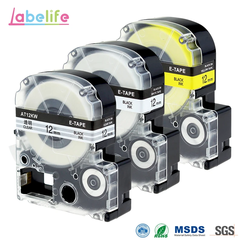 Набор для печати этикеток Labelfie совместимый с Epson/KingJim Black 12 мм ST12K SS12K SC12Y