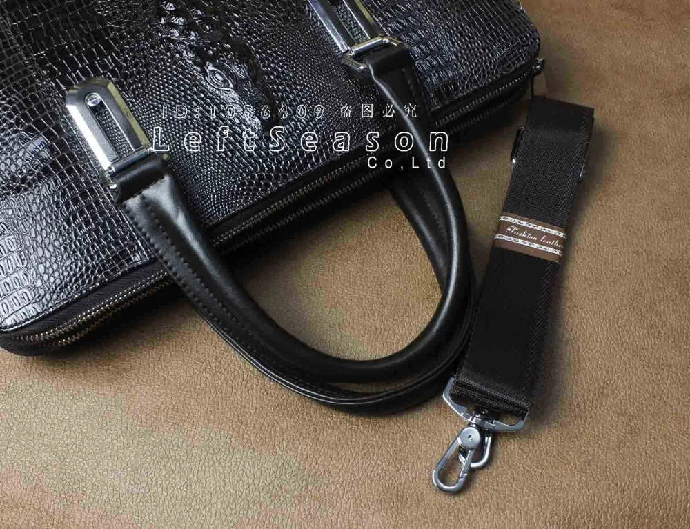 Мужской кожаный портфель в стиле аллигатора темно коричневый для ноутбука BF2|dark