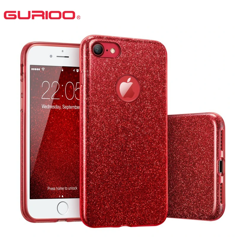 Телефонные чехлы для apple iphone 6 6S 7 8 plus блестящий защитный бампер 3-слойный чехол iPhone