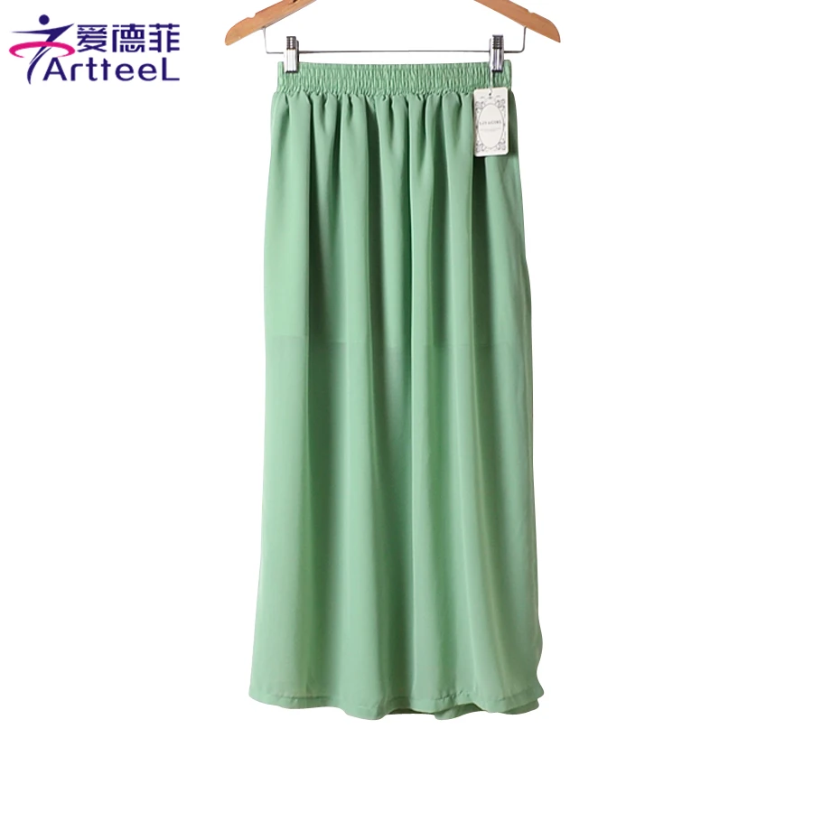 2017 Летняя Мода Сексуальные Женщины Тюль Юбки с Боковыми Разрезами Шифон Длиной