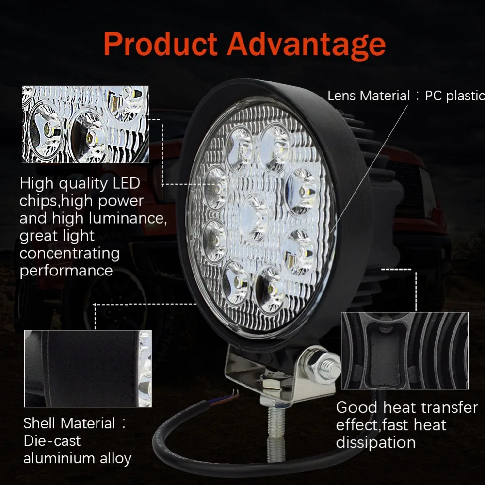 Safego 2X 27w светодиодный рабочий светильник 12v для трактора s 24V внедорожный 4X4 ATV