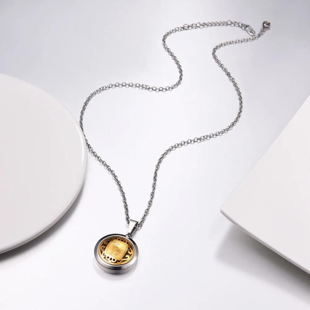 PROSTEEL Aries Zodiac Sign Necklaces &amp Pendants Round Gold Color Constellations DIY Jewelry Men/Women Birthday Gift PSP3280GJ | Украшения