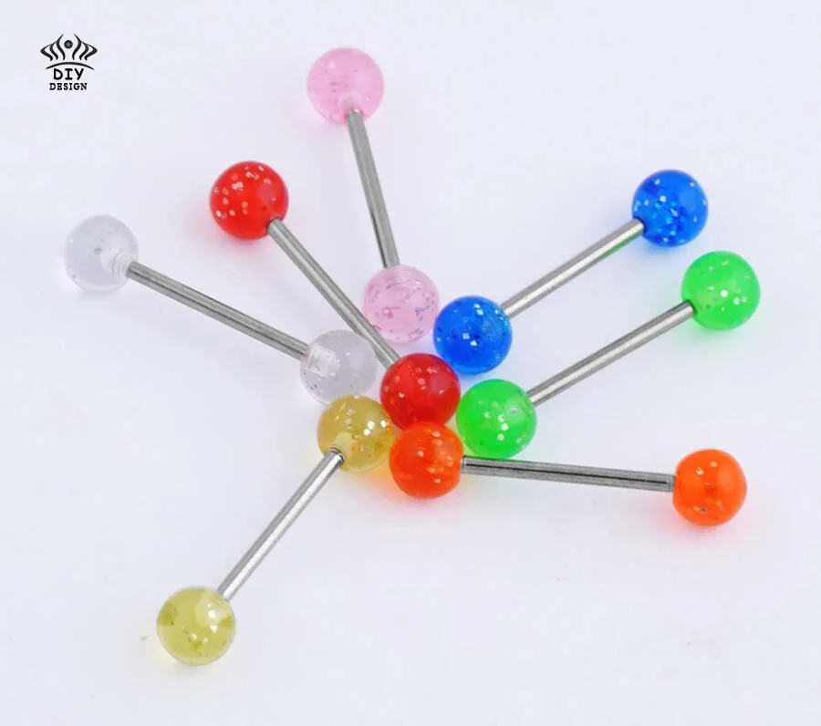 14 шт. Лидер продаж блестящие стержни для сосков с язычком кольцо 316L пирсинг из