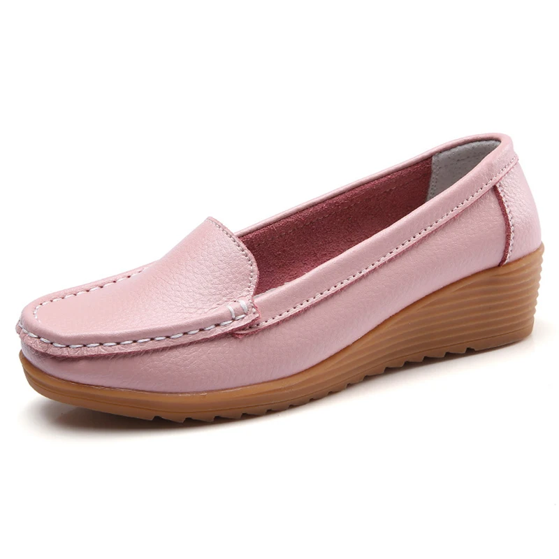 Pink Г., новые модные женские туфли на плоской подошве туфли-оксфорды без застежки с круглым носком на танкетке женская повседневная обувь на платформе - Цвет: Pink