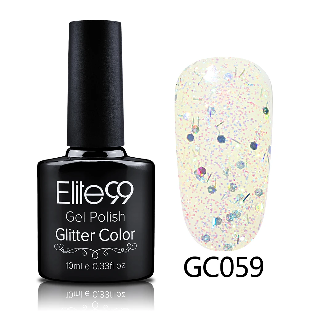 S-GC059 Elite99 10 мл Soak Off блёстки Блеск УФ гель лак Diamond для ногтей гель для ногтей с блестками красота направление Atr - Цвет: S-GC059
