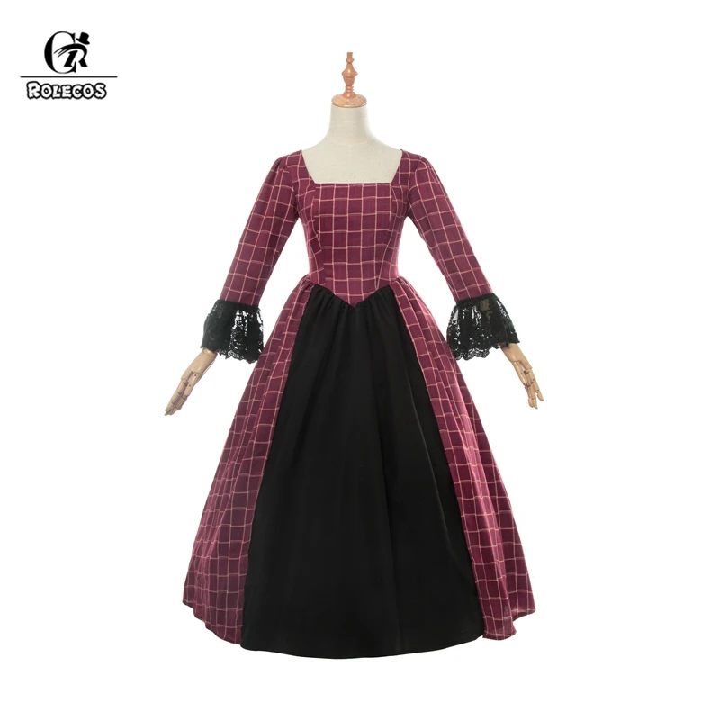 ROLECOS викторианское женское платье Бальные платья костюм клетчатое Средневековый