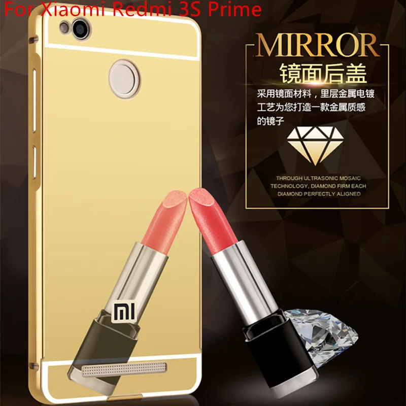 Роскошный позолоченный акриловый зеркальный чехол с алюминиевой рамкой для Xiaomi