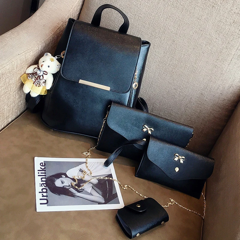 Simhalf Мода 4 шт./компл. из искусственной кожи Для женщин рюкзак для отдыха Школьные