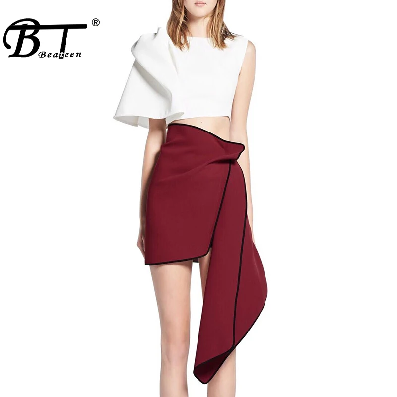 Beateen новинка 2019 комплект из двух предметов белый укороченный топ с галстуком