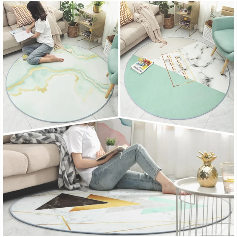 AOVOLL ковры для гостиной скандинавские мраморные круглые большие ковры для спальни ковры для детской комнаты Нескользящие и не морщинки