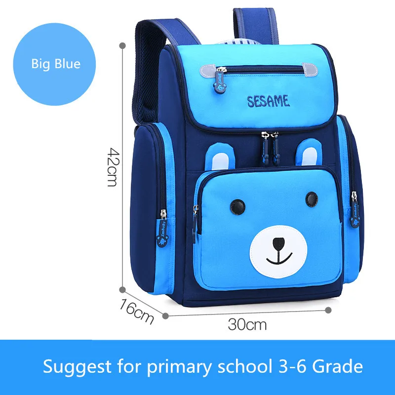 big blue OKKID детские школьные сумки для девочек милый водонепроницаемый рюкзак для начальной школы со светоотражающей полоской детская розовая книга кавайи сумка - Цвет: big blue