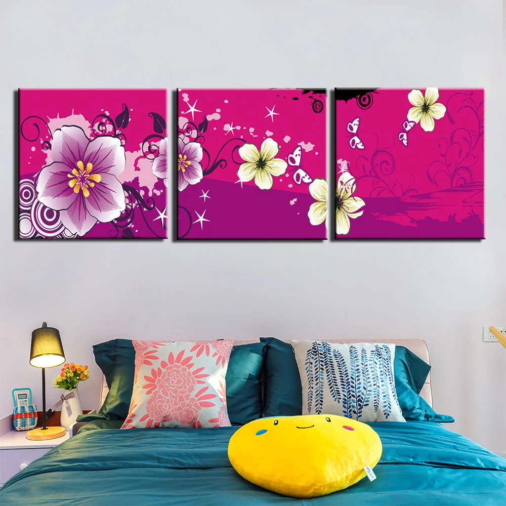 HD печать 3 панели холст картина натюрморт цветок Настенная для гостиной