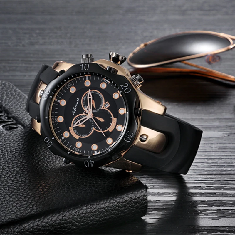 SFMEI S1073 Gold Men Luxury Quartz Watch 3ATM Water Resistant Wrist Original Brand Watches for Big Wrists | Наручные часы