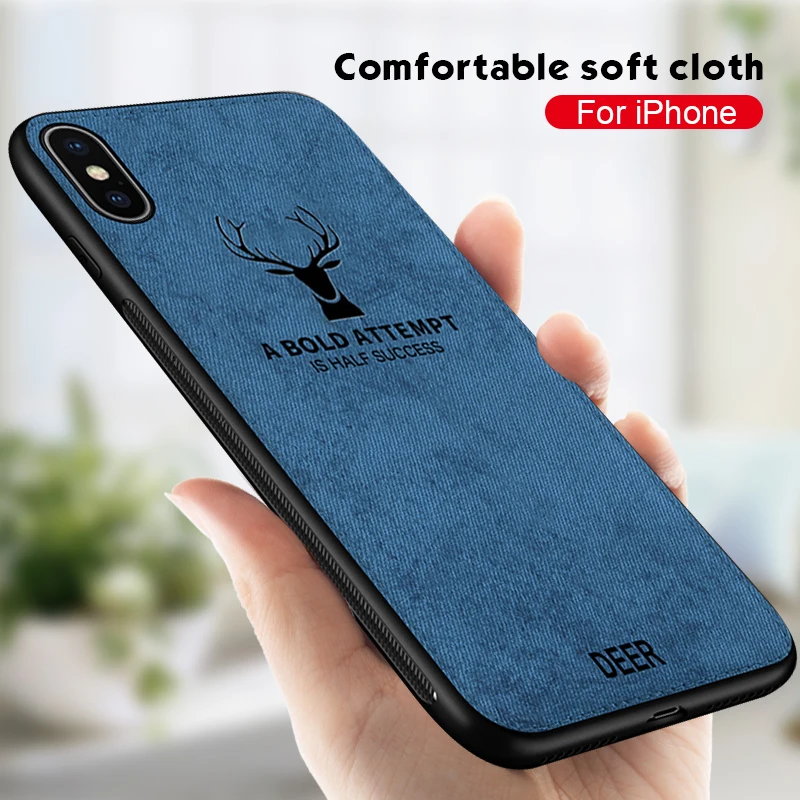 3D Deer Pattern Fabric Cloth Phone Cases for iPhone 7 6 8 6s Plus 11 Pro X XR XS Max TPU Bumper ShockProof Cover |