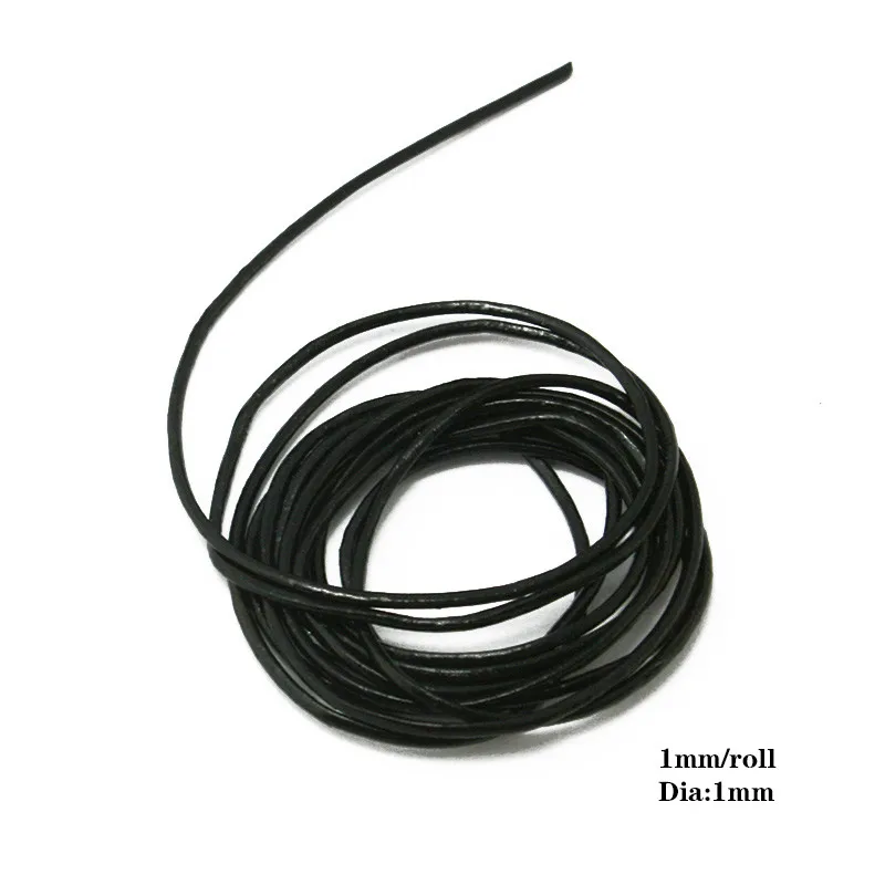 1mm Black 1meter 1 мм/1,5 мм/2 мм натуральная кожа круглый шнур веревка для DIY ожерелье браслет DIY ювелирных изделий фурнитура Аксессуары 1 м - Цвет: 1mm Black 1meter