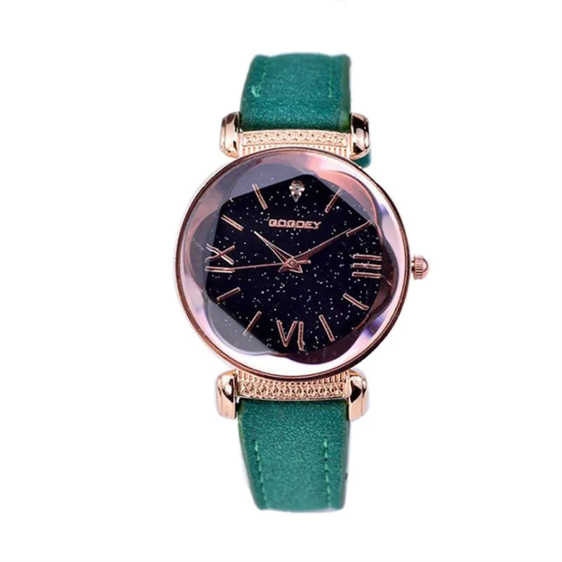 

Classic Casual Women Watches Starry Sky Quartz Laidies Watch Temperament Convex Glass Leather Wrist Watch Relogio Feminino /C