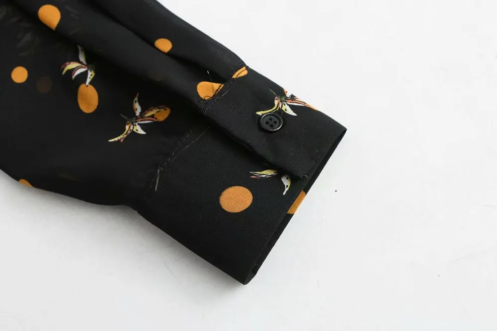 Flabbit для женщин Винтаж с длинным рукавом печати Элегантный chiffion платье дамы chic