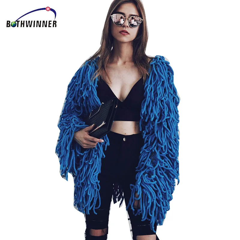 Bothwinner теплая вязаная пушистая куртка пальто женский свитер мягкое Черное