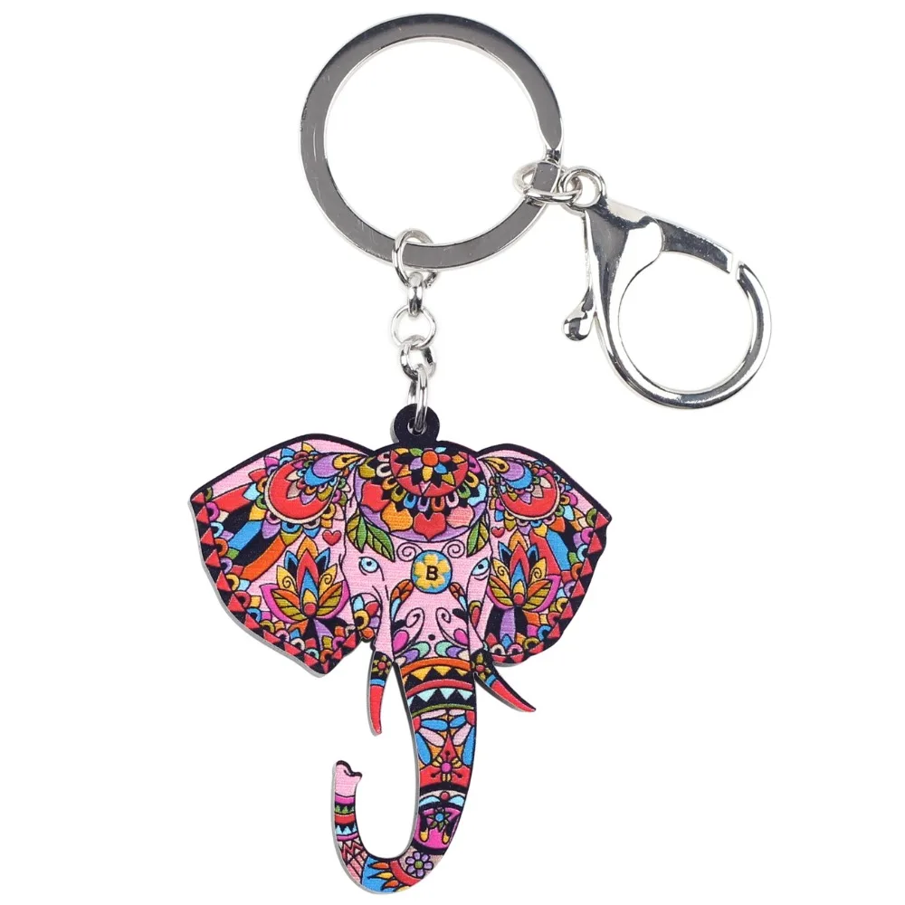 NEWEI акриловые животных Jewelry джунгли слон брелок для ключей jumbo пом подарок Для