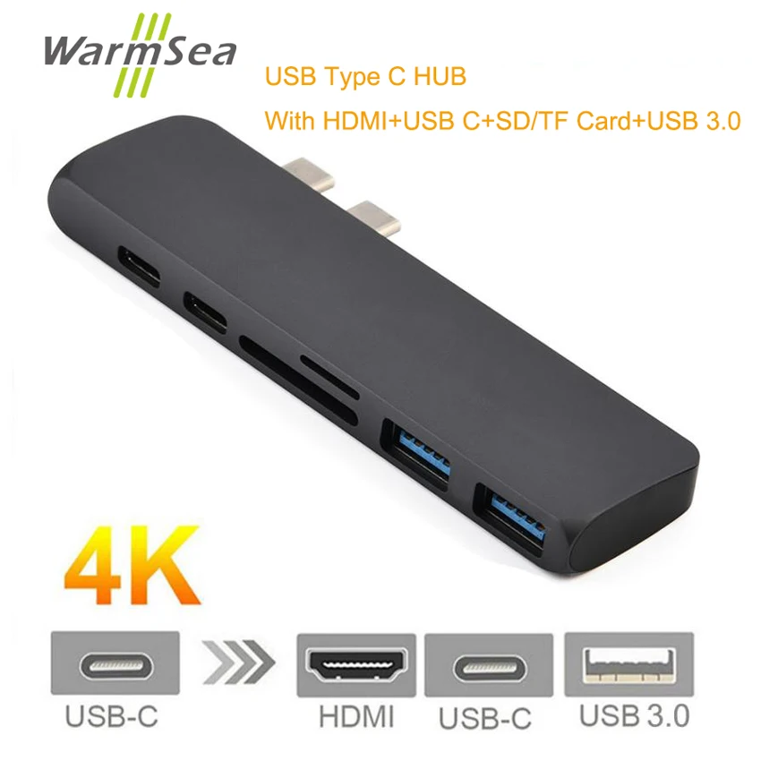 USB Type C Hub Adapter Thunderbolt 3 Dual 3.0 Polt With HDMI 4K Micro SD TF Card Reader For MacBook Pro Dropshipping 18Mar30 | Компьютеры