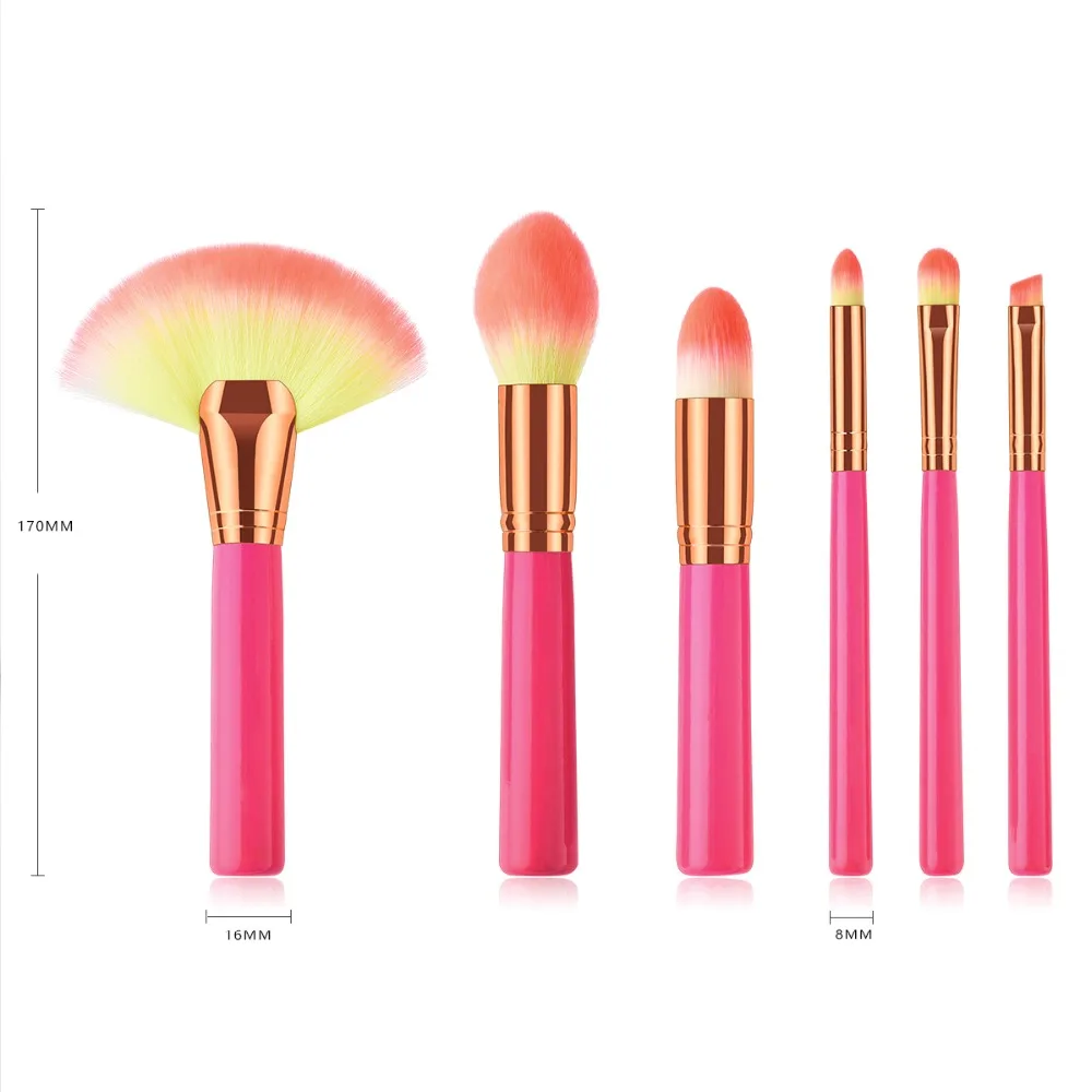 6 Pc Professional Fan Shape Makeup Brush Blending Highlighter Contour Face Loose Powder Cosmetics high quality cosmetics | Красота и